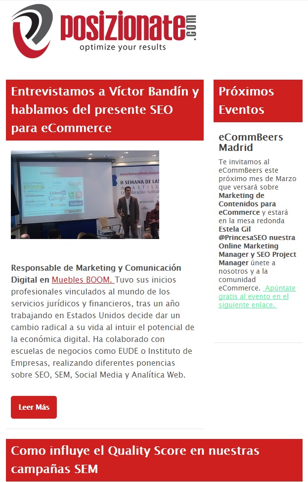 Cuida la estructura de tu newsletter, como hacemos en Posizionate