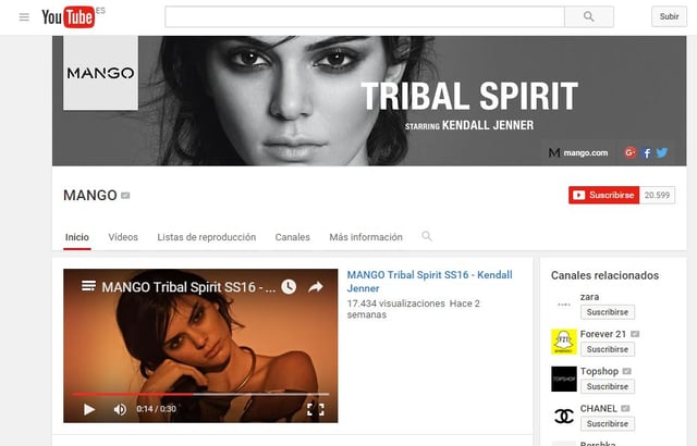 Mango trabaja en su canal Youtube el video marketing Mango trabaja en su canal Youtube el video marketing